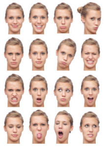 young beautiful blonde girl expression collection isolated on white