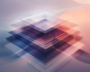 Layers of Disclosure. Geometric design with layers of translucent squares.